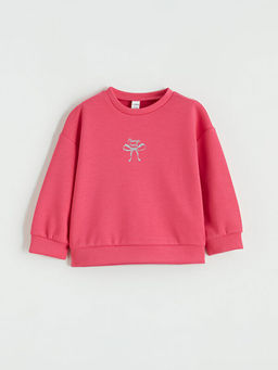 Bask?l? K?z ?ocuk Soft Touch Sweatshirt ve E?ofman Alt?