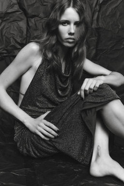 METALLIC THREAD OPEN BACK MAXI DRESS - Zara фото 13