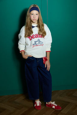 Relax Fit Polo Yaka Bask_l_ Sweatshirt K_z _ocuk - Defacto фото 2