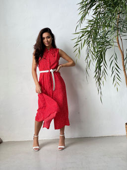 Платье, как из к/ф Красотка, красное в хаотичный горошек - Martichelli фото 25