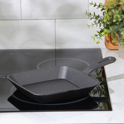 Сковорода-гриль «Квадрат. Гриль», 19×19×3 см, чугун, индукция, серая