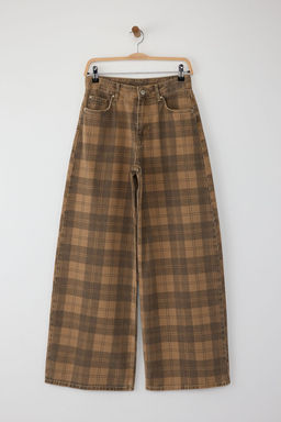 Teen Cok Renkli Normal Bel Ekose Desenli Wide Leg Jeans TWOAW26JE00024