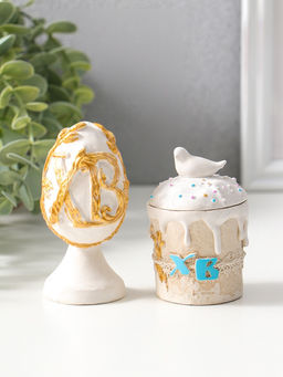 Набор фигурок пасхальных 2 шт. ХВ, кулич 7?5 см, яйцо на подставке 9?4 см