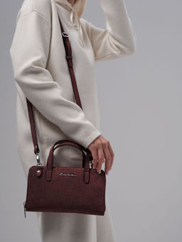 Сумка кожаная Azaro 30850 бордо-горох