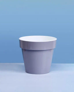 Цена за 2 шт. Кашпо для цветов пластиковое 1л d-14,5см "Порто" со вставкой серый шёлк