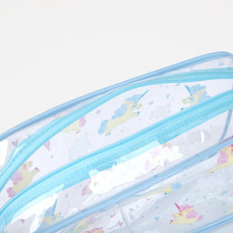 Косметичка на молнии для бассейна, с ручкой, с принтом, голубая