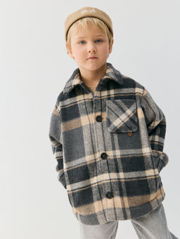 Пальто клетка Графит - Bungly фото 6