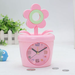 Часы-будильник - копилка Flower in a pot, pink (12х11,5 см)