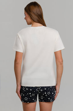 Арт. 9151 Пижама с шортами 42-50 (5 шт) Цвет:верх-молочный,низ-черный - Калинка фото 7