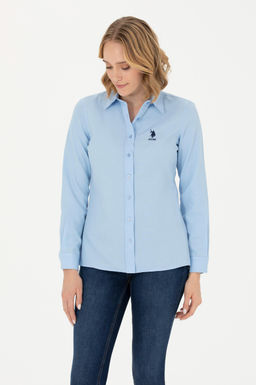 Женская синяя базовая рубашка с длинным рукавом Неожиданная скидка в корзине - U.s. polo assn фото 3
