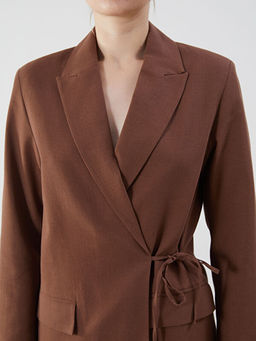 Keten Kar???ml? Kad?n Blazer Ceket