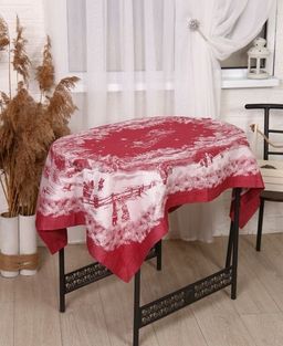 Скатерть Премиум Русская зима-бордо 100*150 см. п/лен