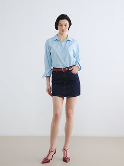 Beli Kemerli Mini Jean Etek