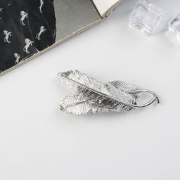 Заколка - автомат для волос «Либерти», перья, 7 см, серебро