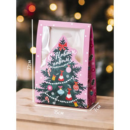 Цена за 2 шт. Коробка подарочная новогодняя складная «Розовые сладости», 15 х 7 х 22 см, Новый год