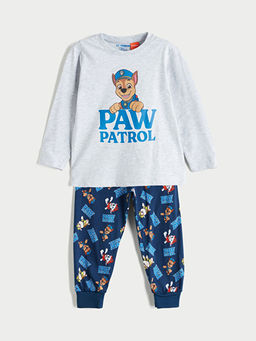 Bisiklet Yaka Paw Patrol Bask?l? Erkek ?ocuk Pijama Tak?m?