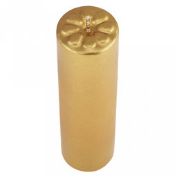 Свеча "Цилиндр" д4см, h15см, парафин, с декором, "Лепесточки", время горения 15,5 часов, золото (Россия)
