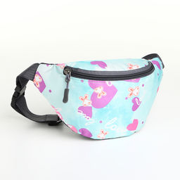 Сумка поясная детская для девочки на молнии, голубая