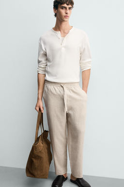 100% LINEN RELAXED FIT TROUSERS - Zara фото 6