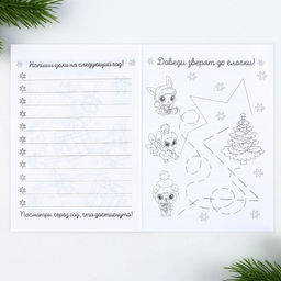 Подарочный набор новогодний, блокнот, карандаши простые 2 шт., восковые мелки «Новогодняя посылка»
