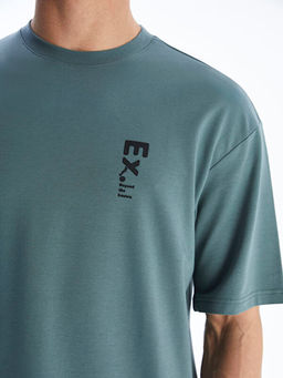 Bisiklet Yaka Bask?l? Penye Erkek Ti??rt