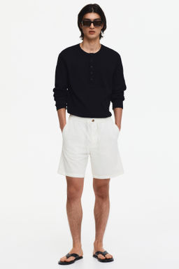 Pantal?n corto en mezcla de lino Regular Fit - H&m фото 9