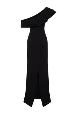 Siyah Vucudu Saran Volanl? Dokuma S?k Abiye UzunElbise TPRSS24AE00066 - Trendyolmilla фото 9