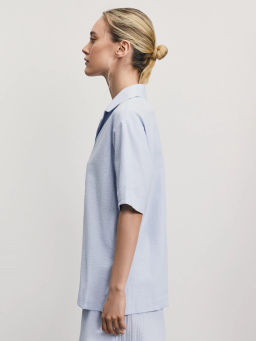 Рубашка с коротким рукавом из фактурного хлопка / Zarina  фото 4