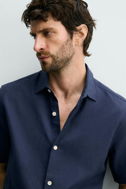 CAMISA ESTRUCTURA LINO - ALGOD?N / Marino - Zara фото 5