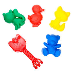 Цена за 2 шт. Набор игрушек для песочницы: 4 формочки, совок с короной, МИКС