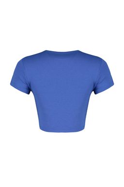 TRENDYOLMILLA Antrasit %100 Pamuk Slogan Bask?l? Fitted/Vucuda Oturan Crop Esnek Orme T-Shirt TWOSS23TS00101 фото 8