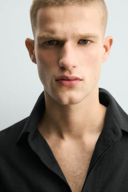 CAMISA POLO REGULAR FIT LINO - VISCOSA / Negro - Zara фото 6
