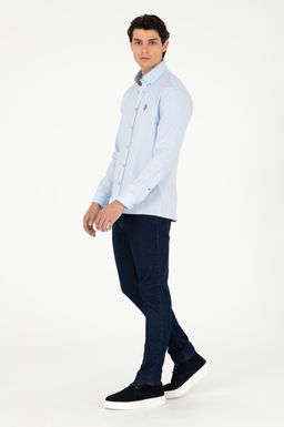 Мужская голубая базовая рубашка с длинным рукавом Неожиданная скидка в корзине - U.s. polo assn фото 4