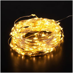 Эл. гирлянда диодная "Роса" 200 ламп 20м теплый белый свет, тонкий жёсткий провод, в пакете