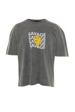 TRENDYOL MAN Antrasit Oversize/Genis Kesim Soluk Efekt Yaz? Bask?l? %100 Pamuklu T-Shirt TMNSS22TS0237 - Trendyolmilla фото 6