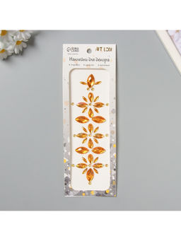 Наклейка - стразы Цветы, на шею, спину, жёлтая, 25?8.5 см