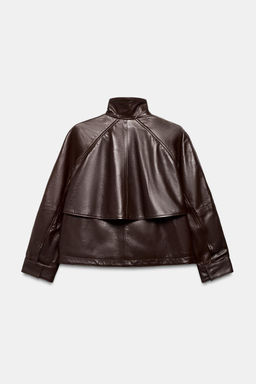 CHAQUETA BOMBER PIEL 100% ZW COLLECTION / Marr?n - Zara фото 8
