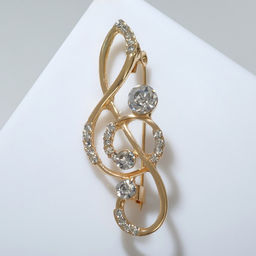Брошь «Скрипичный ключ» изящный, цвет белый в золоте