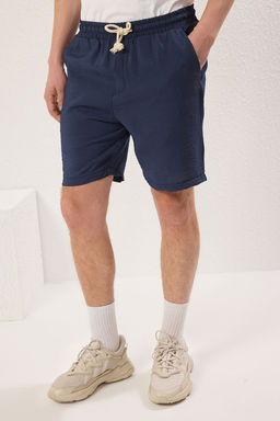 TRENDYOL MAN Lacivert Regular Fit Keten Gorunumlu Dokumlu Sort & Bermuda TMNSS25SR00005 - Trendyolmilla фото 3