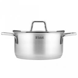 Кастрюля из нержавеющей стали "Сascade" 2л, д18см, h9-13,5см, s0,6мм, дно д16,5см, s2,9мм, стеклянная крышка со стальным ободом и сливом, пароотовод, капсулированное дно, полировка внешняя - матовая, внутренняя - матовая, ручки из нержавеющей стали н