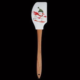 Лопатка кулинарная силиконовая 31х6,5 см с деревянной ручкой / H-211 /уп 130/ Новогодняя/ 0,071/ 0,044