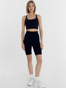 Шорты-велосипедки женские с высокой талией в желтом оттенке