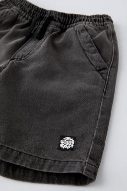 DENIM BERMUDA SHORTS WITH DRAWSTRINGS AND LABEL - Zara фото 8