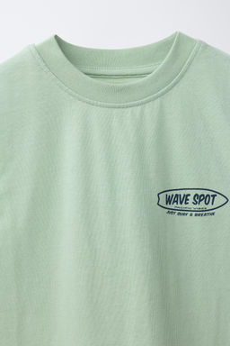 CONJUNTO CAMISETA Y BERMUDA TEXTO / Verde agua