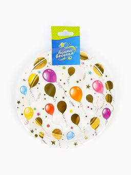 Цена за 2 шт. Тарелки одноразовые бумажные «Воздушные шарики», 18 см, 6 шт.