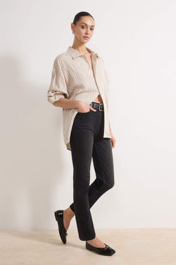 Siyah Yuksek Bel Straight Yumusak Ekstra Esneyen Orme Kot/Jeans TWOSS26JE00104 - Trendyolmilla фото 4