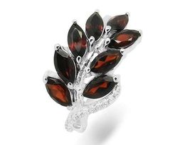 Кольцо из серебра гранат, Ель