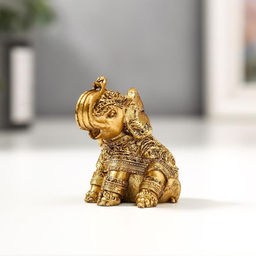 Набор фигурок полистоун «Золотые слоники, рисунки на попоне», 6 шт., 4.7×5.5×3 см