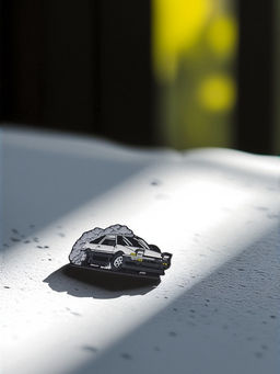 Значок Япония AE-86, цвет чёрно-белый в чёрном металле