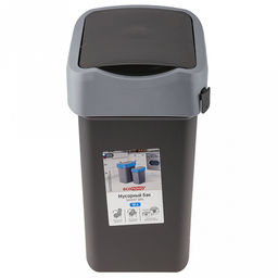 Ведро для мусора с плавающей крышкой пластмассовое SMART BIN 10л, с креплением для мусорных пакетов, серый Econova(Россия) - Домашняя мода фото 6